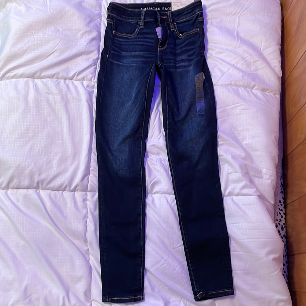american eagle size 0 skinny jeans dark wash high waisted!